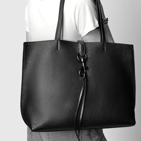 New Rebecca Minkoff Megan Tote Bag Matte Black Black Hardware  No Tags - Picture 1 of 4